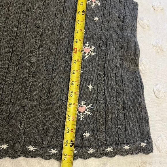 Vintage Y2K Hand Embroidered Knit Sweater Vest Snowflake Hearts Women’s Size M - Picture 6 of 7